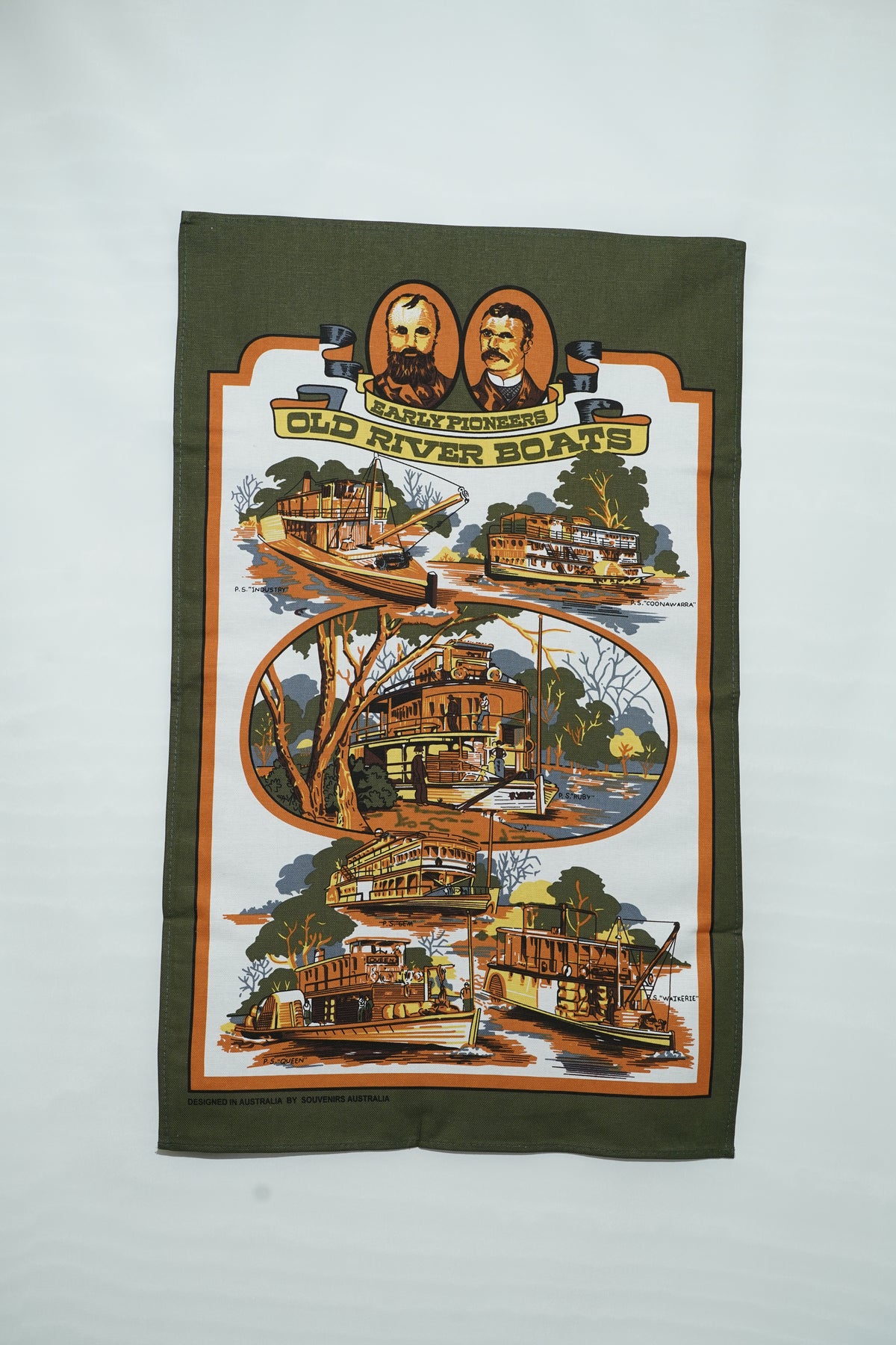 Old River Boats Tea Towel