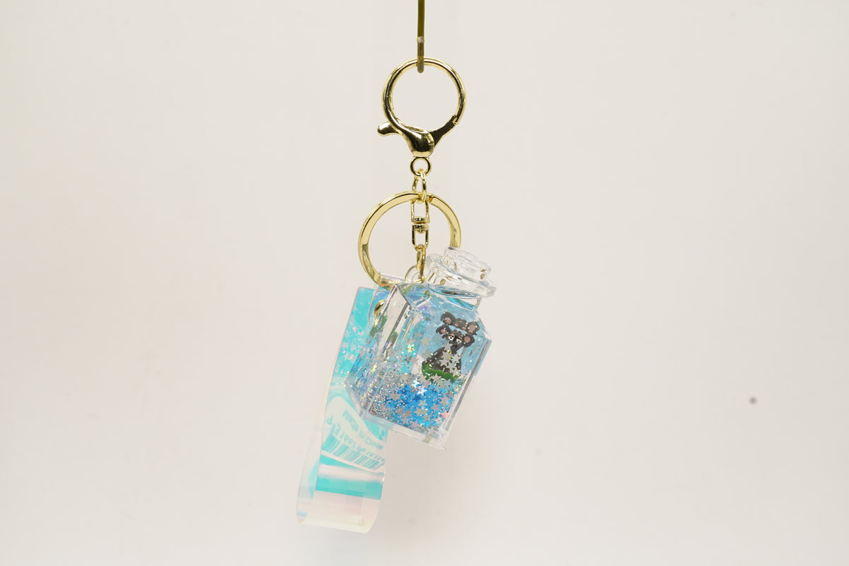 Koala on Leaf Square Bottle Keyring